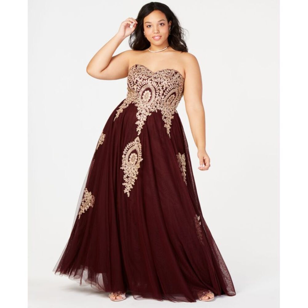 Trendy Plus Size Strapless Embellished Gown